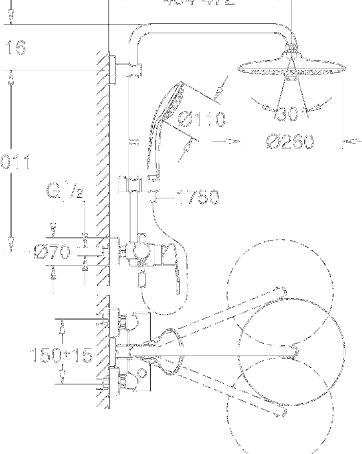 Grohe vitalio joy 260 dusjsett m/1-greps dusjbatteri, krom
