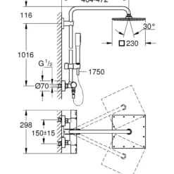 Grohe vitalio joy xxl 230 dusjsystem term.