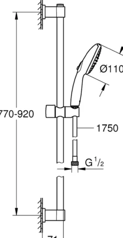 Grohe vitalio start 110 ii dusjsett 900 13,5l krom