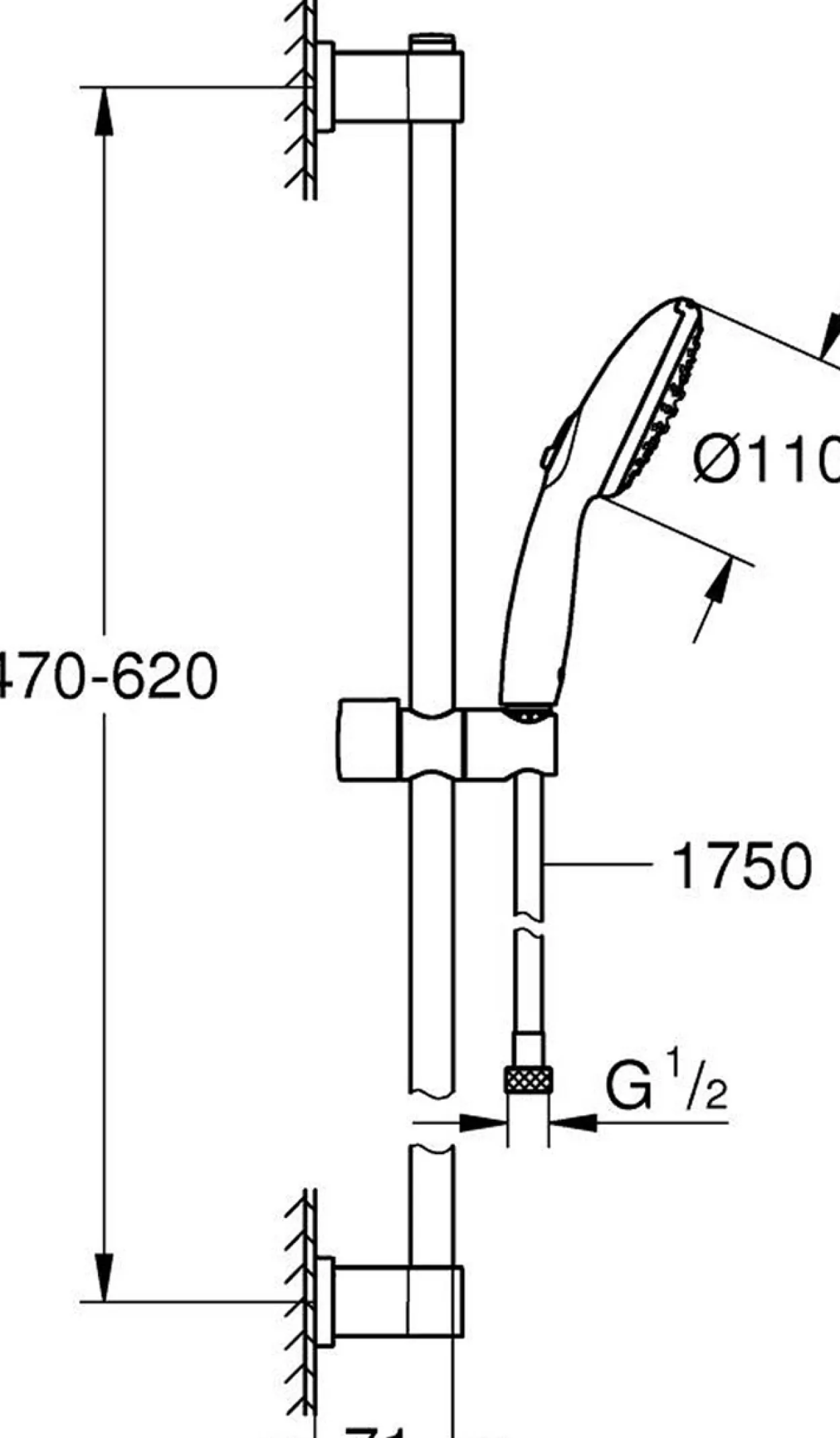 Grohe vitalio start 110 ii dusjsett 600 7,4l ver. 2 krom