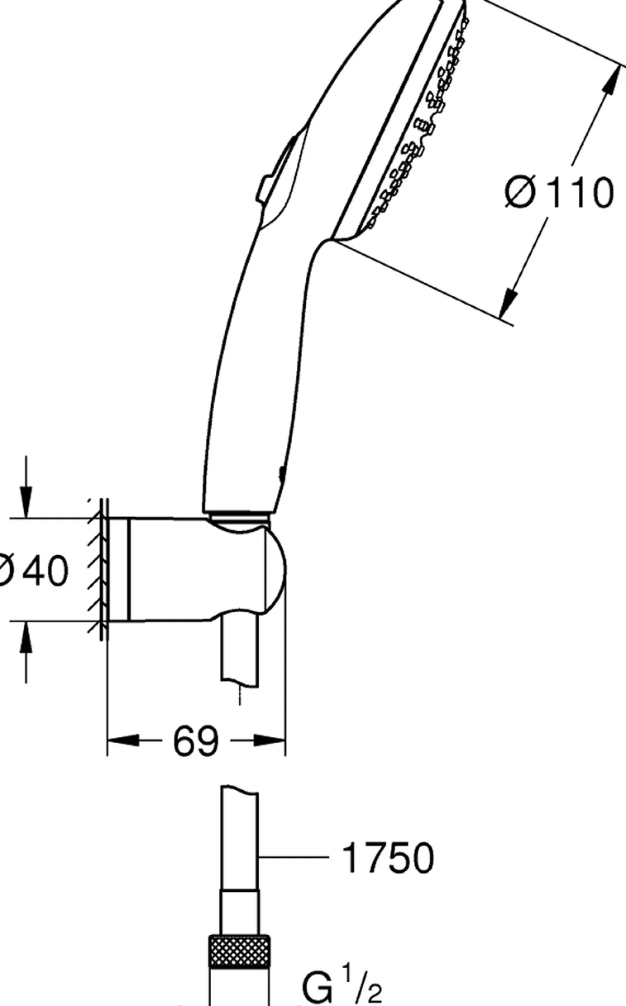 Grohe vitalio start 110 ii hånddusjsett 7,4l krom