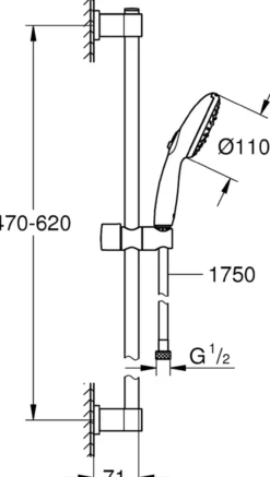 Grohe vitalio start 110 iii dusjsett 600 7,4l krom