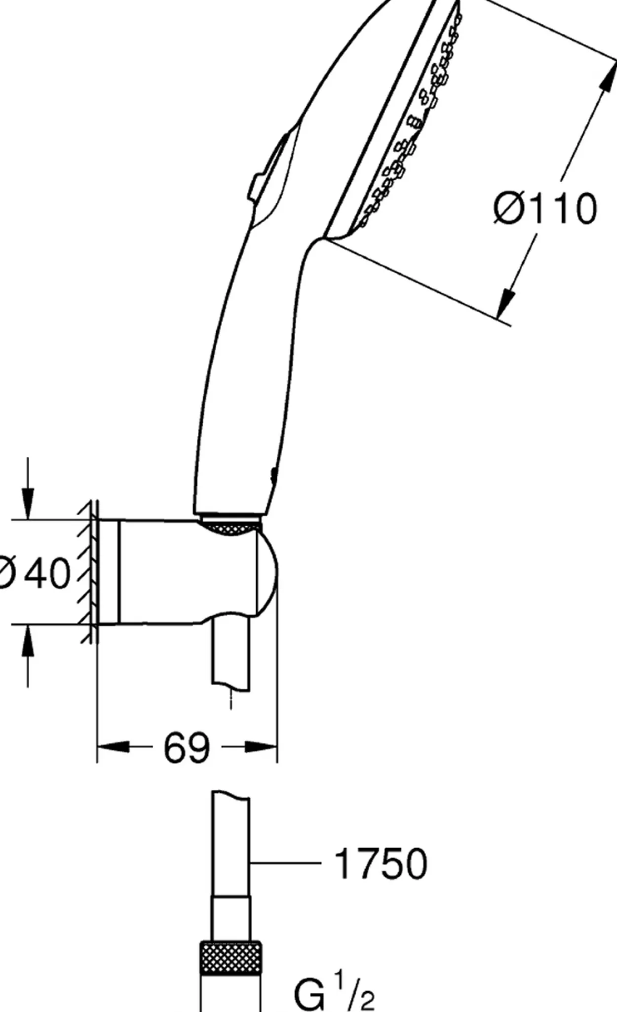 Grohe vitalio start 110 iii hånddusjsett 7,4l krom