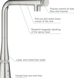 Grohe zedra smartcontrol kjøkkenarmatur m/uttrekkbar tut supersteel