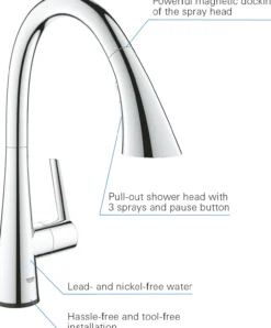 Grohe zedra touch 6v elektronisk kjøkkenarmatur m/uttrekkbar tut krom