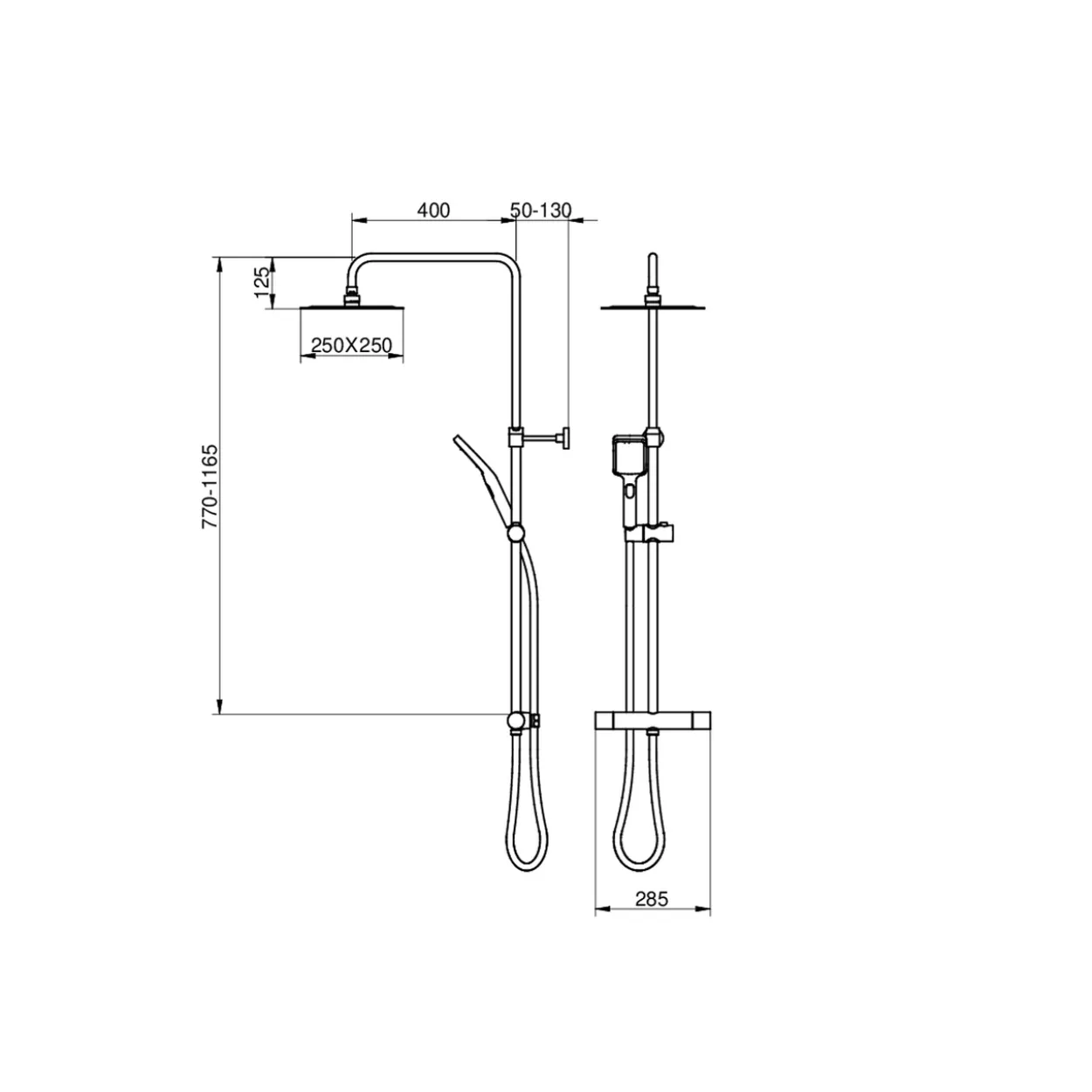 Gustavsberg estetic square takdusj m/dusjtermostat krom