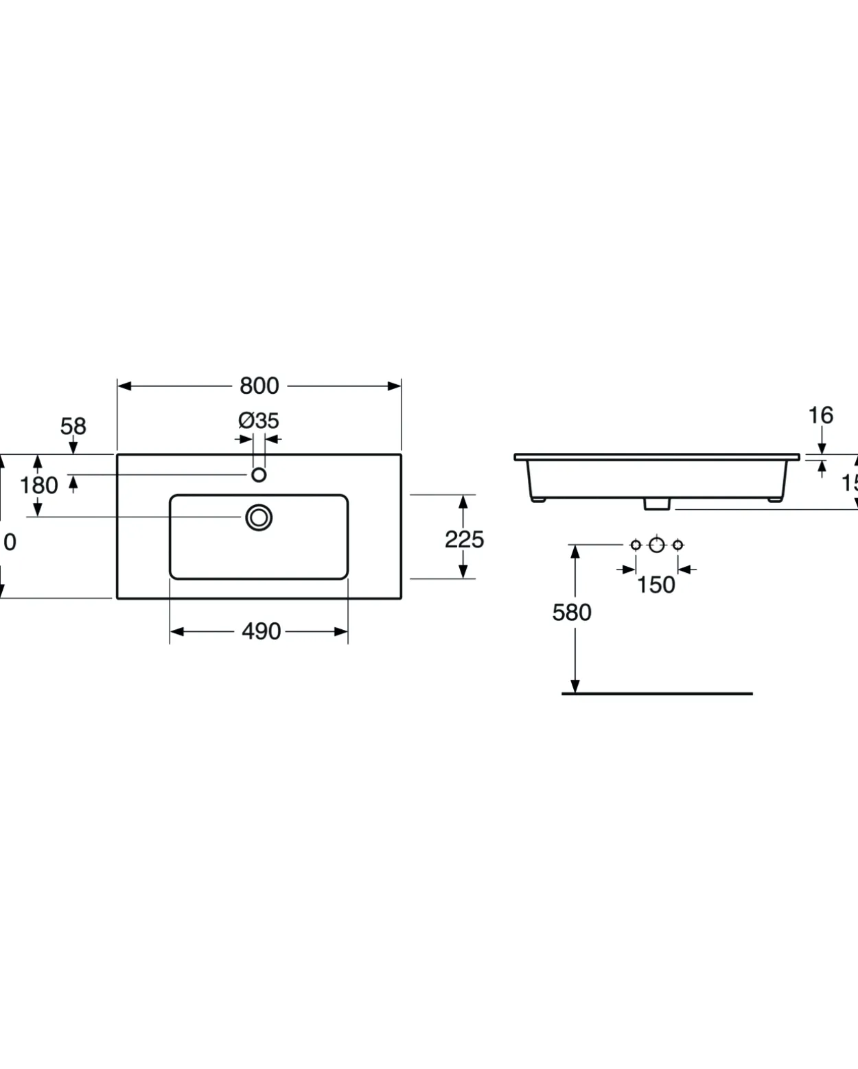 Gustavsberg graphic servant 80 cm