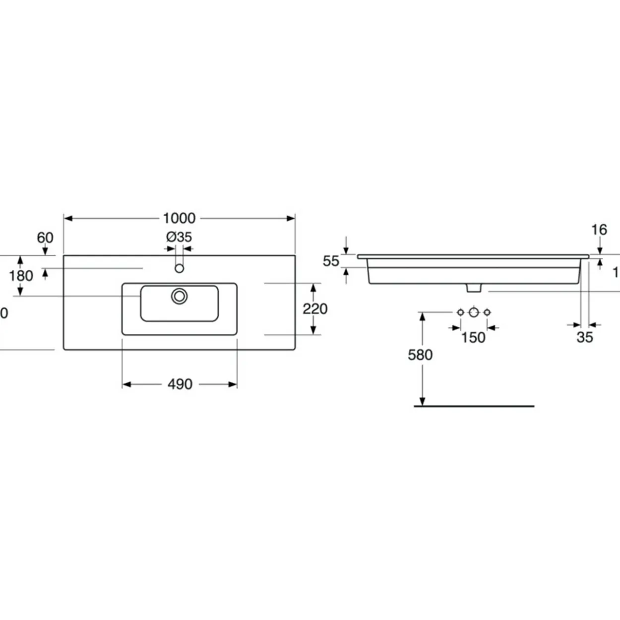 Gustavsberg graphic servant 100 cm
