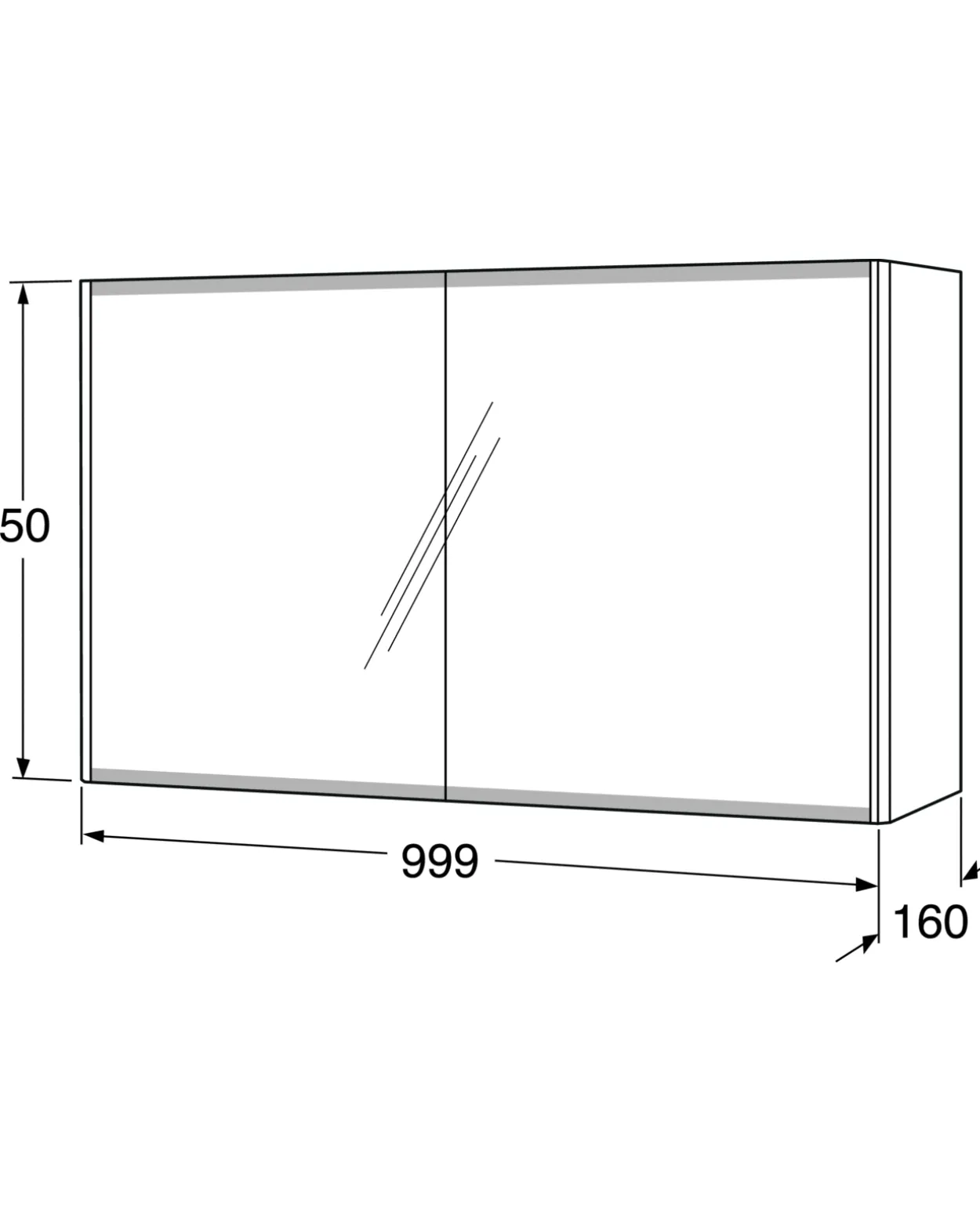 Gustavsberg graphic speilskap 100 cm hvit