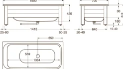 Gustavsberg 6415 halvfrontstativ, 1500x700 hvit