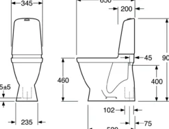 Gustavsberg nautic 1546 c+ m/skjult s-lås & hygienic flush, høy modell
