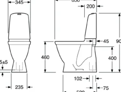 Gustavsberg nautic 1546 enkelspyling m/skjult s-lås & hygienic flush, høy modell