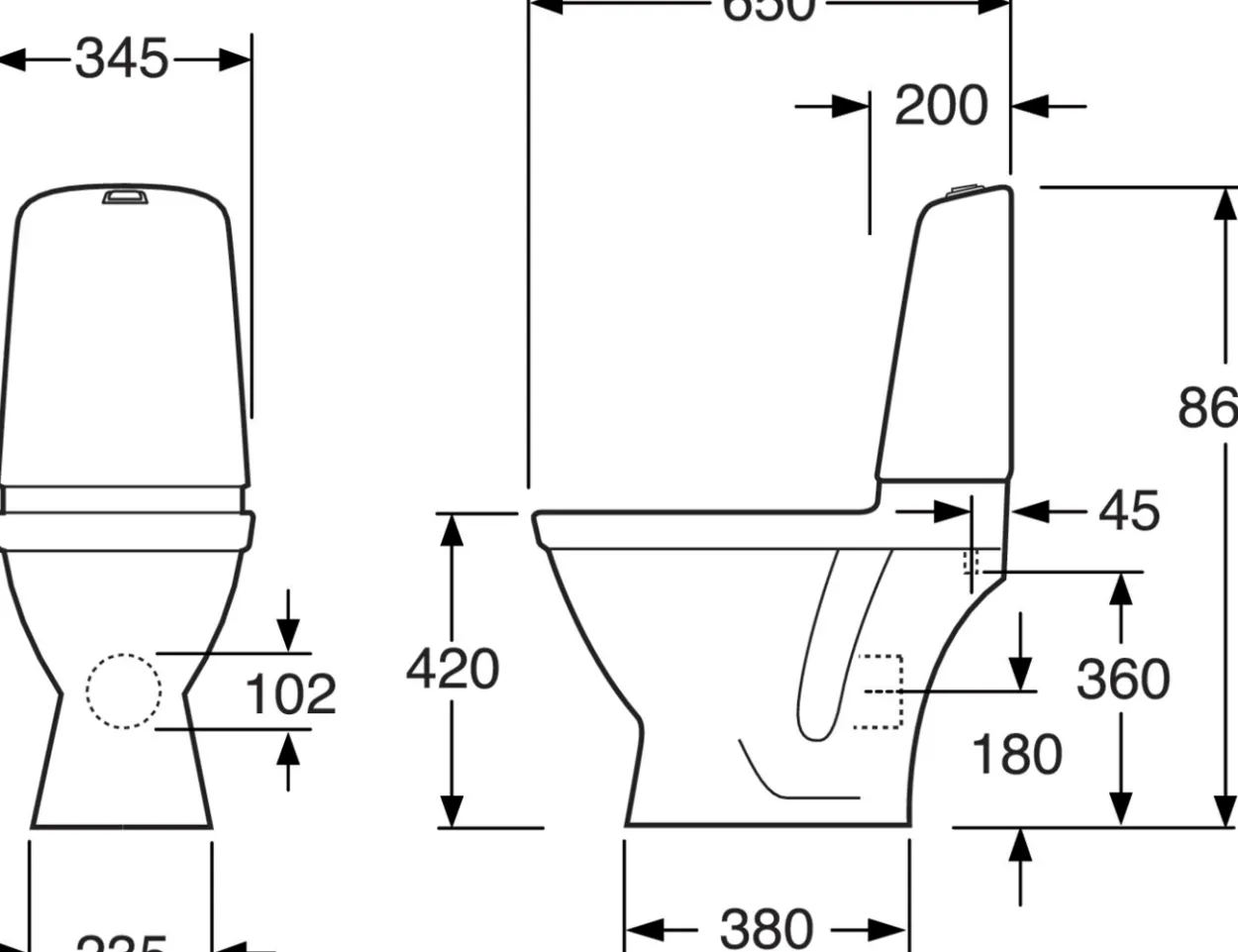 Gustavsberg nautic hygienic flush 1510 toalett med p-lås