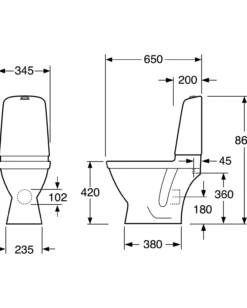 Gustavsberg nautic 1510 4l hygienic flush skjult p-lås c+ toalett, uten sete