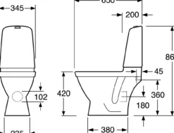 Gustavsberg nautic 1510 2/4l hygienic flush skjult p-lås c+ toalett, uten sete