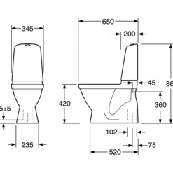 Gustavsberg nautic 1500 m/skjult s-lås & hygienic flush, for liming