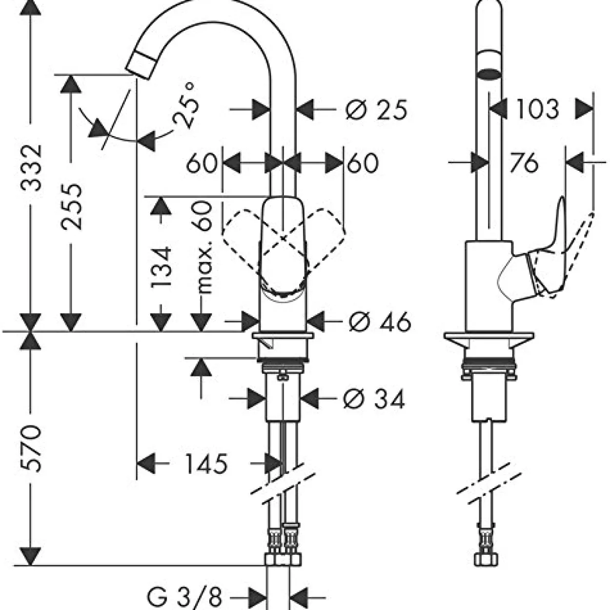 Hansgrohe logis 1-greps kjøkkenarmatur 260