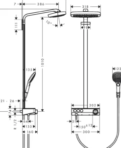 Hansgrohe raindance select e 300 3jet dusjsett m/termostat
