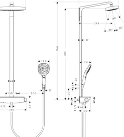 Hansgrohe raindance select e 300 2jet dusjsett m/termostat