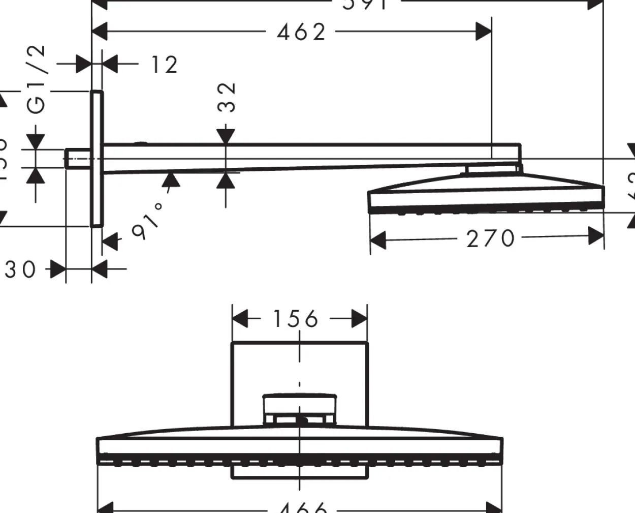 Hansgrohe rainmaker select 460 1jet dusjhode hvit/krom