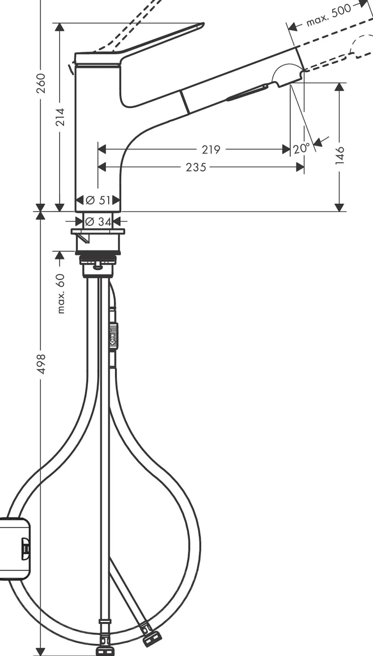 Hansgrohe zesis m33 kjøkkenarmatur 150 krom m/uttrekk