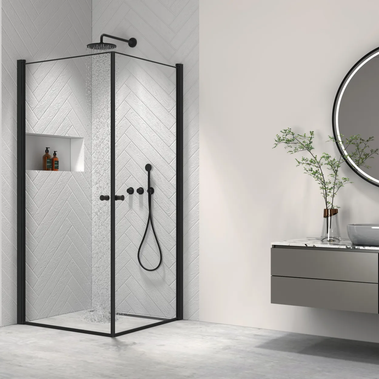 Innovation lusso dusjdør 90x195 cm, sort, 8mm