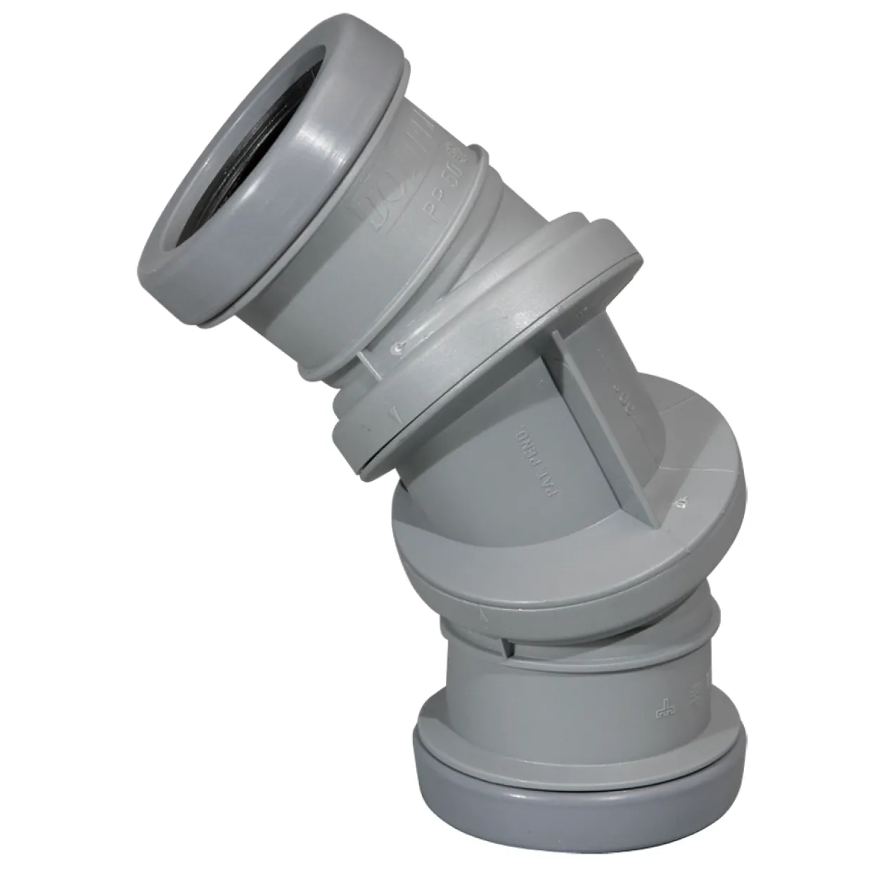 Jotiflex 50mm bend 0-90° dobbelmuffe grå