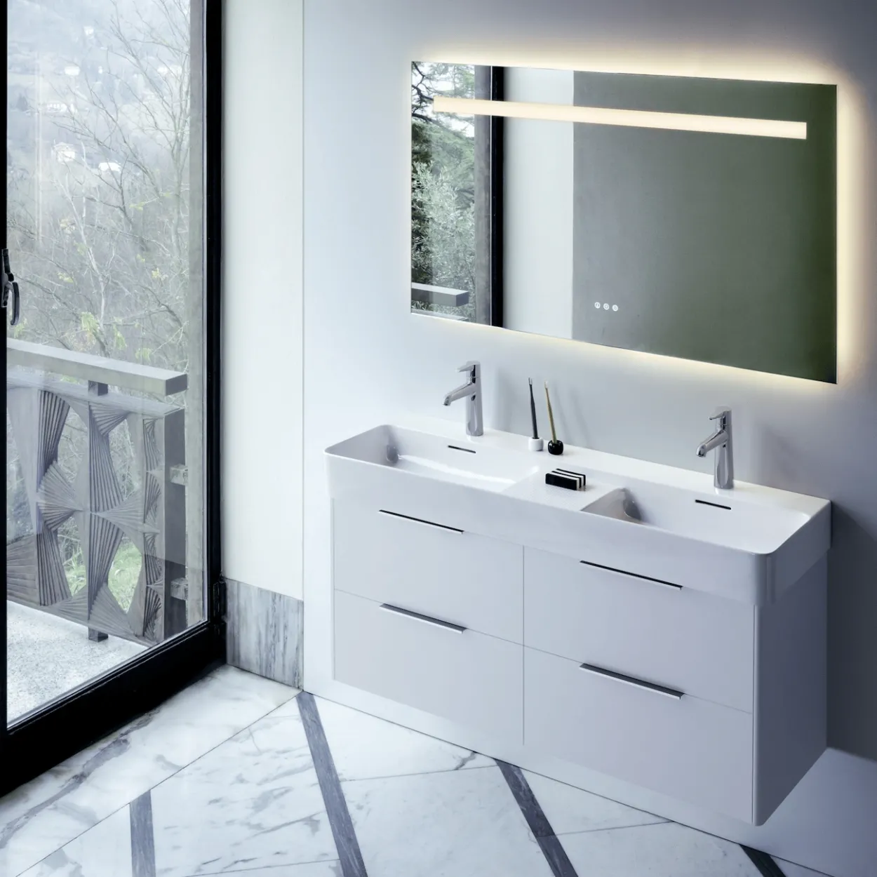 Laufen val saphirkeramik dobbel servant 120 cm hvit