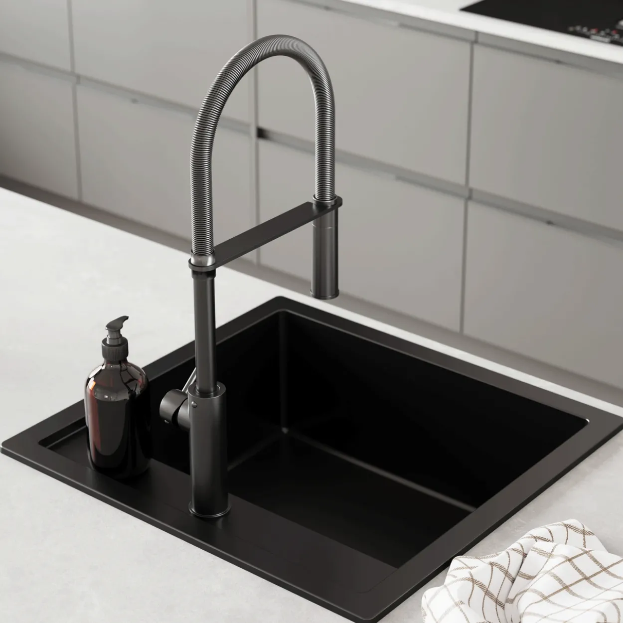 Lavabo jupiter 50 kompositt kjøkkenvask sort m/sort bunnventil
