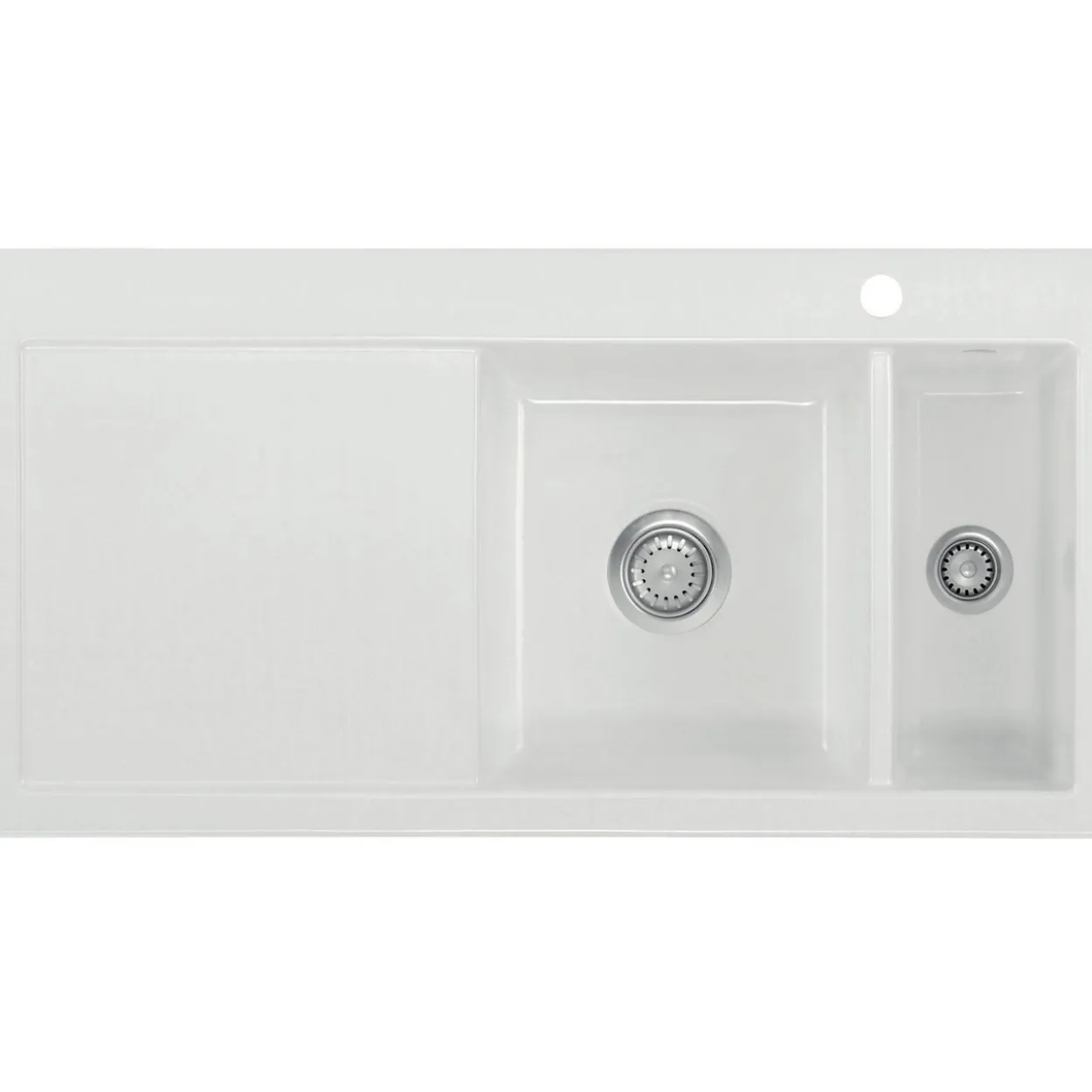 Lavabo mera 100 1½ keramikk kjøkkenvask hvit m/krom bunnventil