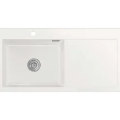 Lavabo mera 100 sl keramikk kjøkkenvask hvit m/krom bunnventil