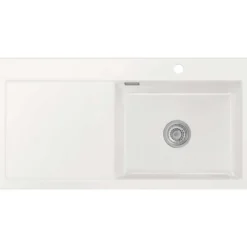Lavabo mera 100 sl keramikk kjøkkenvask hvit m/krom bunnventil