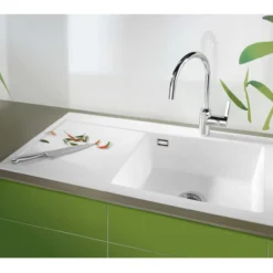 Lavabo mera 100 sl keramikk kjøkkenvask hvit m/krom bunnventil