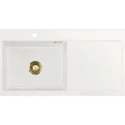 Lavabo mera 100 sl keramikk kjøkkenvask hvit m/messing bunnventil