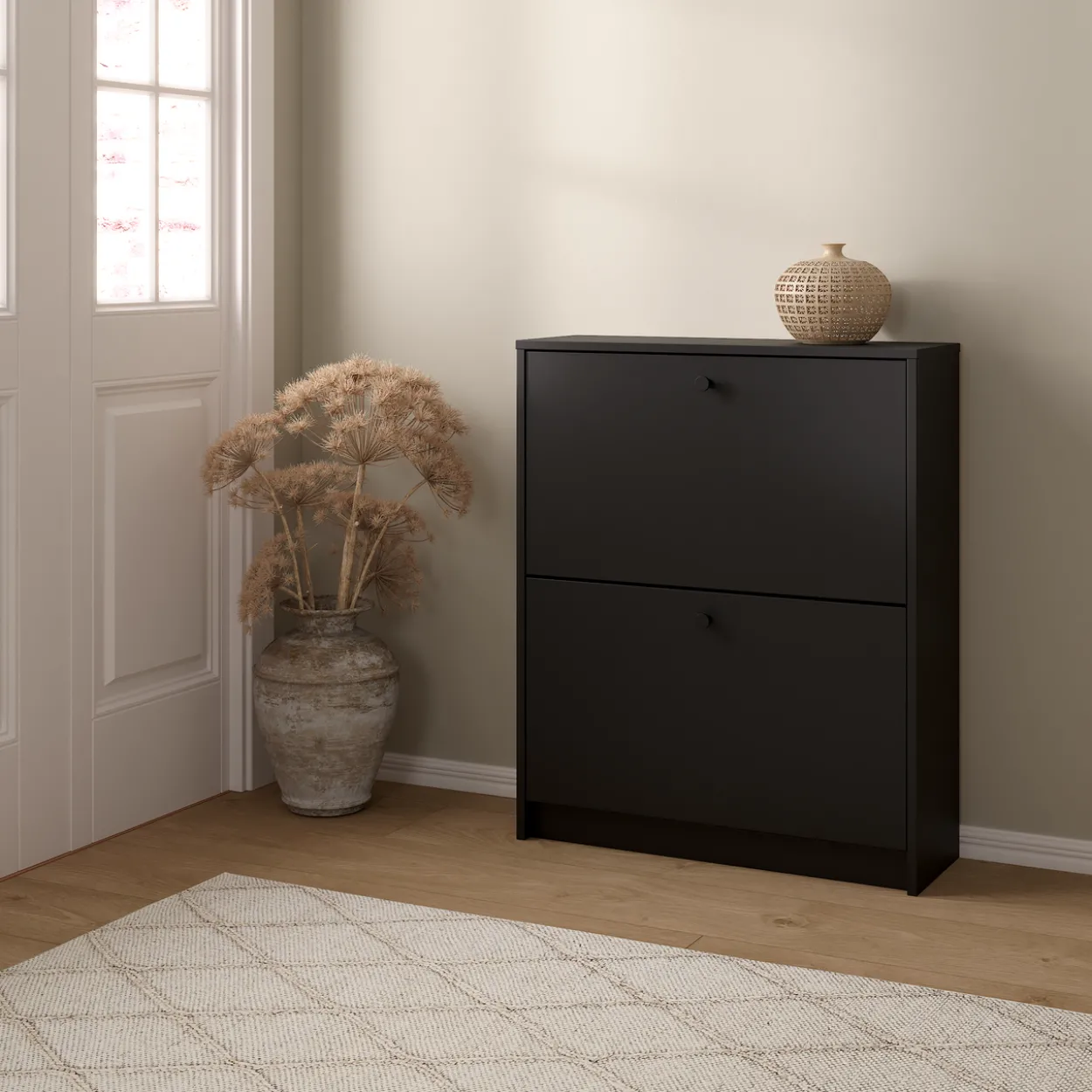 Lind fiora skoskap sort 2 dører 70x24x85