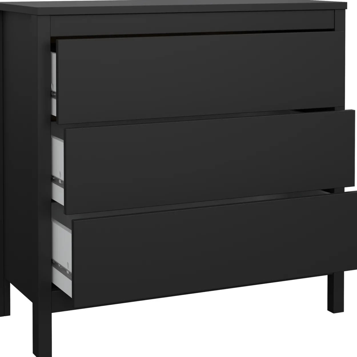Lind leona kommode sort 3 skuffer 80x38x82