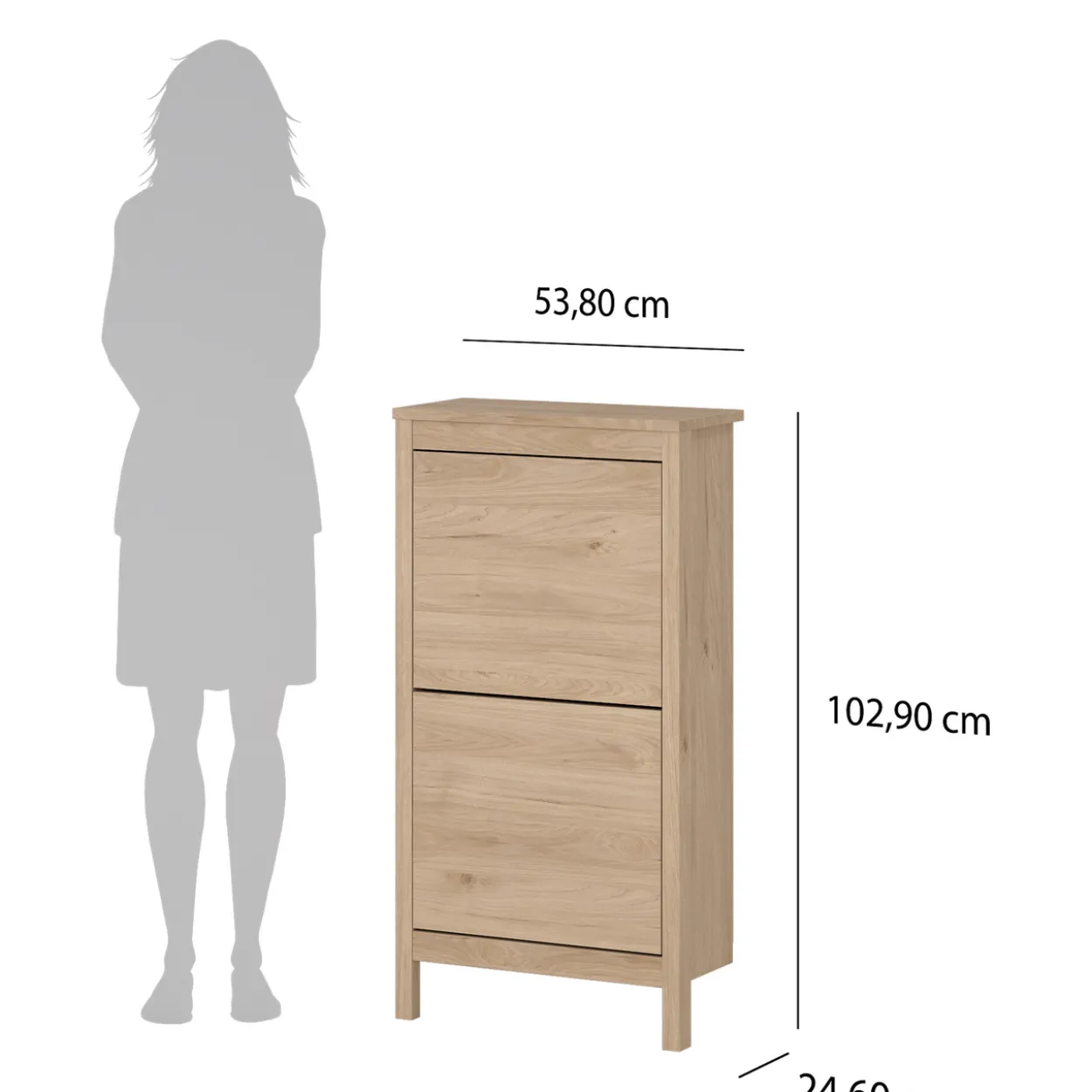 Lind leona skoskap eik 2 dører 54x25x103