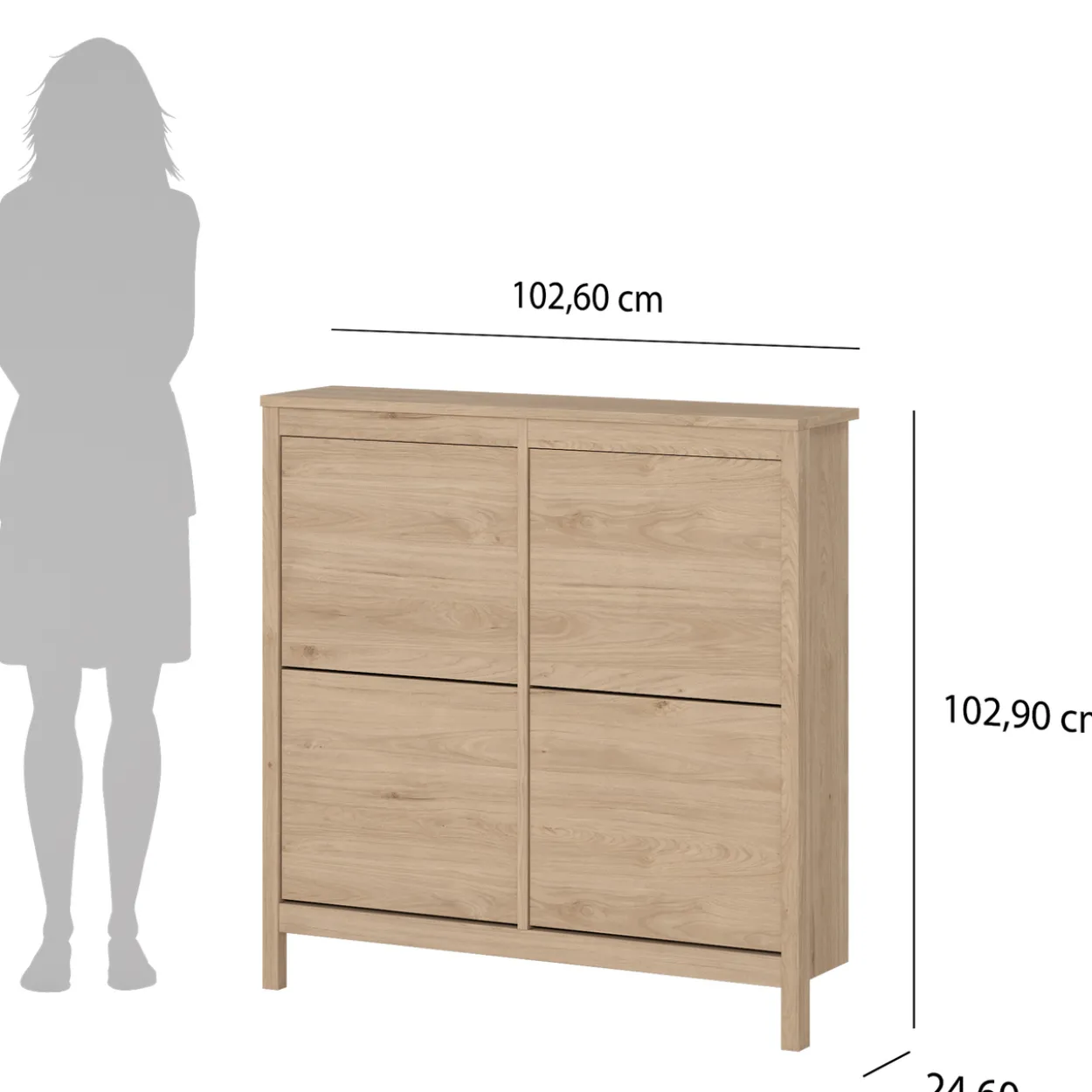 Lind leona skoskap eik 4 dører 103x25x103