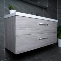 Lind luxury 100 grå baderomsmøbel m/enkel servant & speilskap