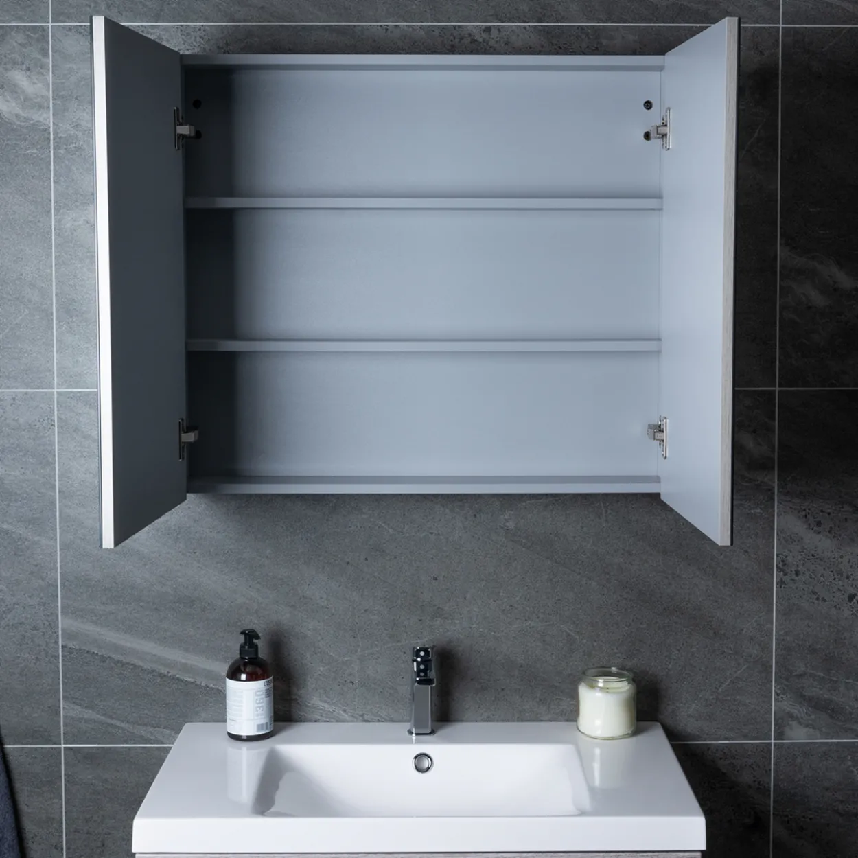 Lind luxury 80 grå speilskap