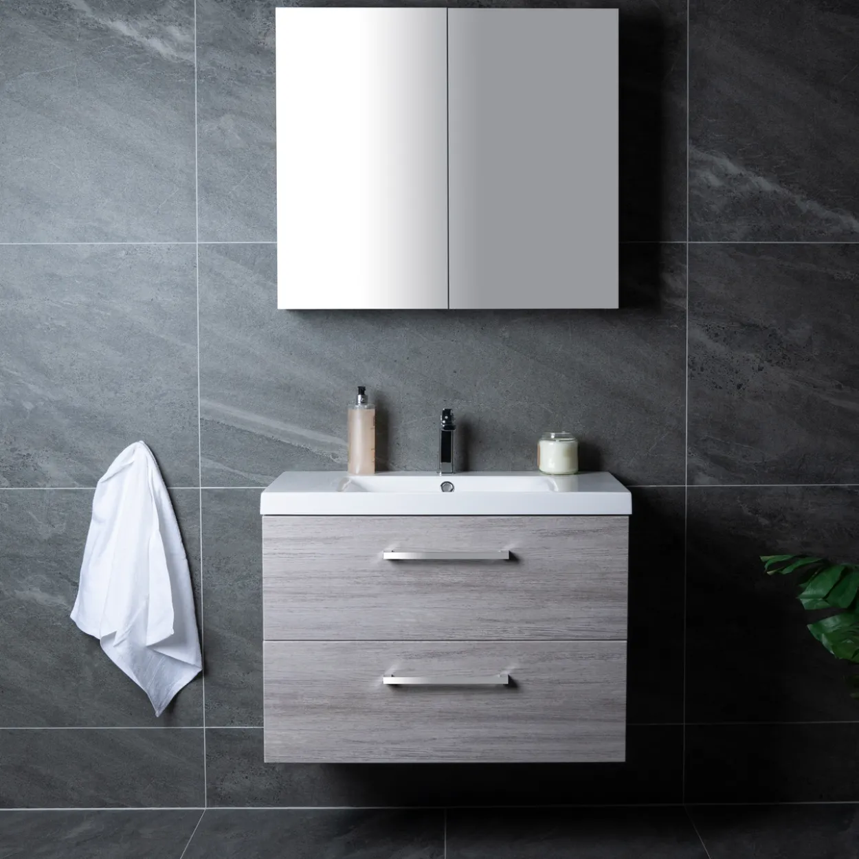 Lind luxury 60 grå speilskap