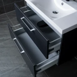 Lind luxury 80 sort baderomsmøbel m/enkel servant & speilskap