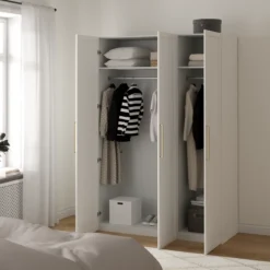 Lind nest garderobeskap 150x220x60cm hvit med ramme