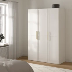 Lind nest garderobeskap 150x220x60cm hvit med ramme