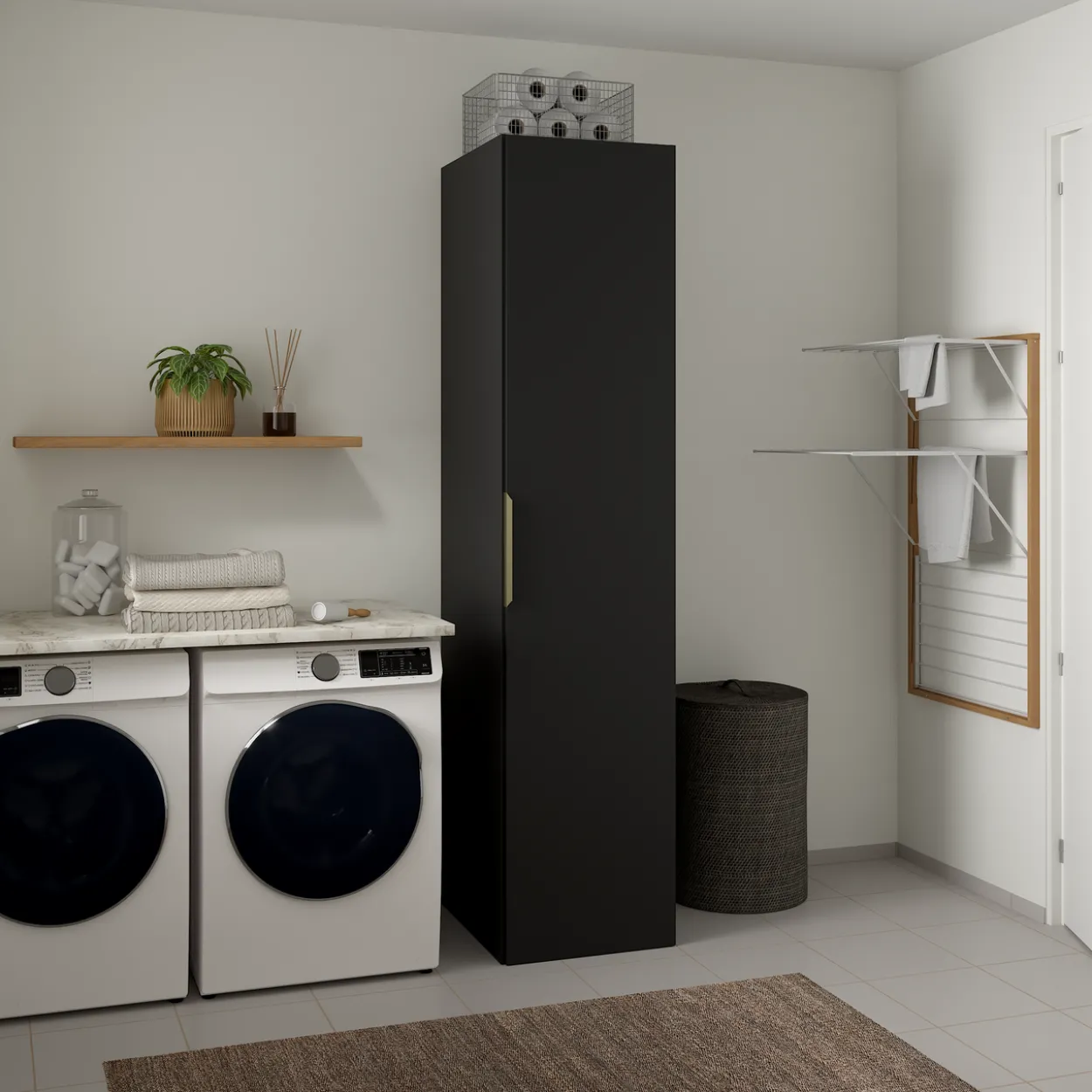 Lind nest garderobeskap 50x220x60cm sort