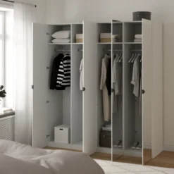 Lind nest garderobeskap 200x220x60cm hvit med speil