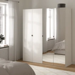 Lind nest garderobeskap 200x220x60cm hvit med speil