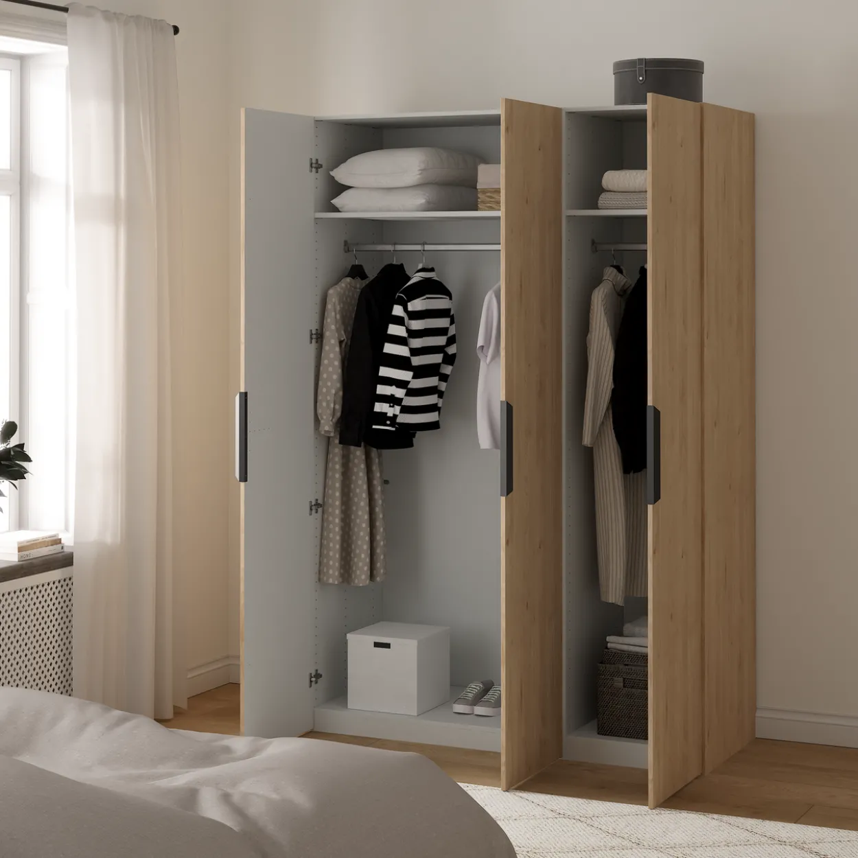 Lind nest garderobeskap 150x220x60cm eik