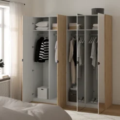 Lind nest garderobeskap 200x220x60cm eik med speil