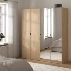 Lind nest garderobeskap 200x220x60cm eik med speil